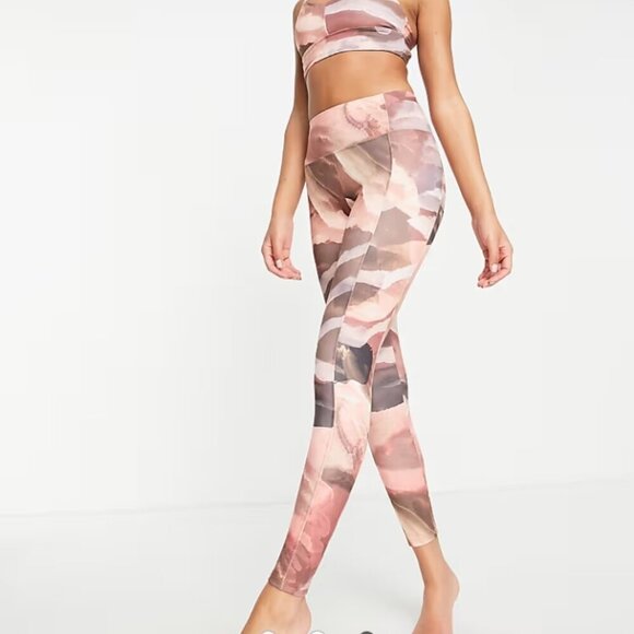& Other Stories Women's Size Small Pink Brown Abstract Full Leggings - Picture 1 of 10